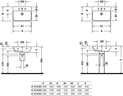 Раковина 55 см Duravit ME by Starck 2335550000 - duravit shop