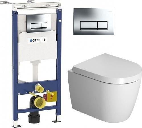 Комплект инсталляции Geberit Duofix Платтенбау 458.125.21.1 UP100 для подвесного унитаза, H112 с клавишей смыва Delta 51 (хром глянец) и подвесным унитазом Duravit ME by Starck 2530090000 с крышкой сиденьем микролифт - duravit shop