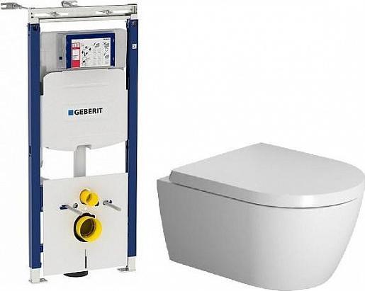 Комплект инсталляции Geberit 111.362.00.5 с подвесным безободковым унитазом Duravit 2530090000 и крышкой-сиденьем микролифт Duravit 20190000 - duravit shop