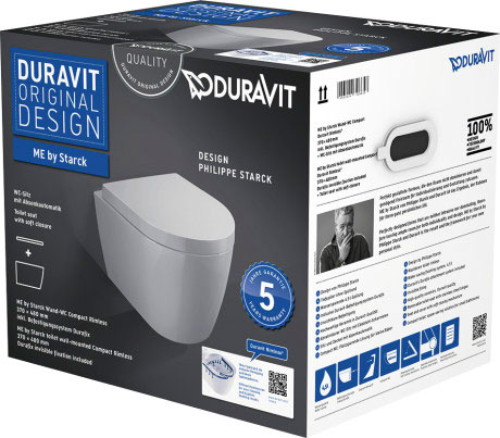 Унитаз подвесной Duravit ME By Starck Rimless 45300900A1 безободковый с сиденьем микролифт - duravit shop
