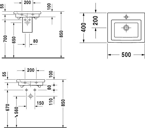 Раковина 50 см Duravit 2 Nd Floor 0790500000 - duravit shop