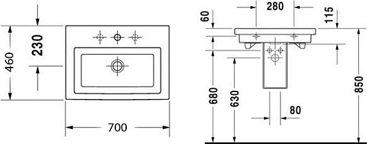Раковина 70 см Duravit 2 Nd Floor 0491700000 - duravit shop
