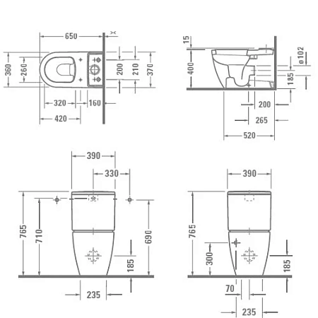 Напольный унитаз Duravit ME by Starck 2170090000 с микролифтом - duravit shop