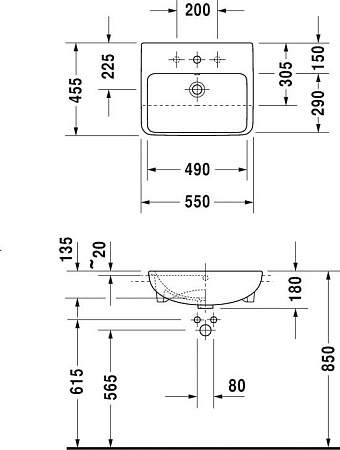 Раковина Duravit ME by Starck 0378550000 - duravit shop