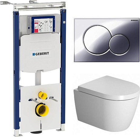 Комплект инсталляции Geberit Duofix Платтенбау 111.362.00.5 UP320 для подвесного унитаза H112 с клавишей смыва Geberit 115.770.21.5 "Sigma 01" и подвесным унитазом Duravit ME by Starck 2530090000 с крышкой-сиденьем Duravit ME by Starck 0020190000 мкролифт - duravit shop