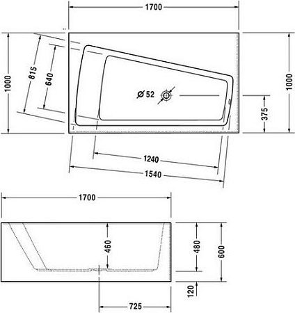 Акриловая ванна Duravit Paiova 170x100 SX 700270000000000, левая - duravit shop