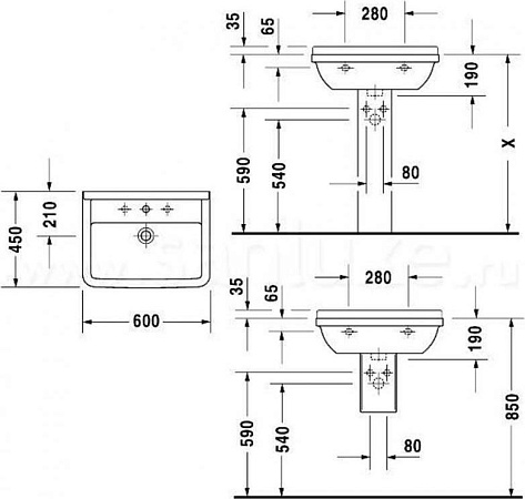 Раковина 60 см Duravit Starck-3 0300600000 - duravit shop