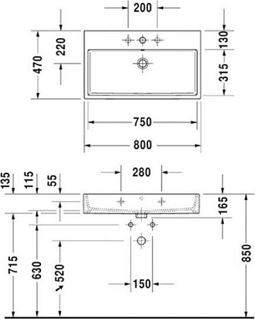 Раковина 80 см Duravit Vero Air 2350800000 - duravit shop